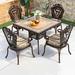 Bloomsbury Market Outdoor tile craft table & chair combination in Brown | Wayfair F79E53C57504412EAC0B2FA071A0BD96