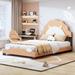 Zoomie Kids Leather Twin Size Platform Bed w/ Lion-shaped Headboard, A Regal Touch To Your Bedroom in Brown | Wayfair