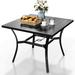 Red Barrel Studio® Patio Table w/ 1.57" Umbrella Hole, Square Outdoor Patio Dining Table, Metal in Black | Wayfair 44828D3C94A446DDB92CCB6B51E7C19B