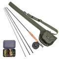 LEO Canvas Portable Fly Fishing Rod Bag 9' Fly Fishing Rod and Reel Combo with Carry Bag Case Fly