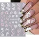 Hibiscus Flower Nail Sticker 5D Embossed White Pink Elegant Floral Petal Butterfly Dragon Snake DIY