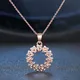 Round Flower Pendant Necklaces For Women New Design Crystal AAA+CZ White Rose Gold Color Fashion