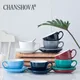 CHANSHOVA 200ml Modern simplicity style Solid color Ceramic Coffee cups set Tea cup and saucer set