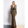 Sexy V Neck Bird Lattice Sequins Maxi Dress Women Black Gold Sequin Long Sleeves Bocycon Long Dress