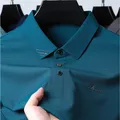 Men's T-shirt Lapel Slim Business Gentleman Long Sleeve Top Spring 2024 Men's Polo Shirt M-4XL