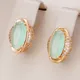 Kinel Hot Emerald Cut Oval Natural Zircon Drop Earrings Women 585 Rose Gold Color Crystal