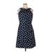 DressBarn Casual Dress - A-Line Crew Neck Sleeveless: Blue Polka Dots Dresses - Women's Size 14