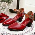 Femme Chaussures à Talons Escarpins Baby Chaussures fantaisie Chaussures faites à la main Mariage Soirée Saint Valentin Floral Talon Cône Talon fantaisie Bout rond Elégant Rétro Vintage Cuir Rouge