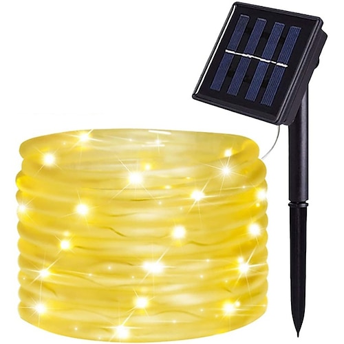 Solarrohr Lichterkette 7/12/20M 50/100/200 LEDs 8 Modi Wasserdichte Außen LED Kupferdrahtlichter für Gartendekoration Lampe Hochzeitsfeier Baum Halloween Feiertagsbeleuchtung Image