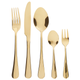 Besteck Set Gold Edelstahl 30 teilig für 6 Personen Messer Löffel Gabel Teelöffel Kuchengabel Modernes Design