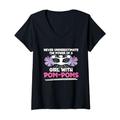 Damen Cheerleader Cheerleading die Kraft eines Mädchens mit Pompons T-Shirt mit V-Ausschnitt