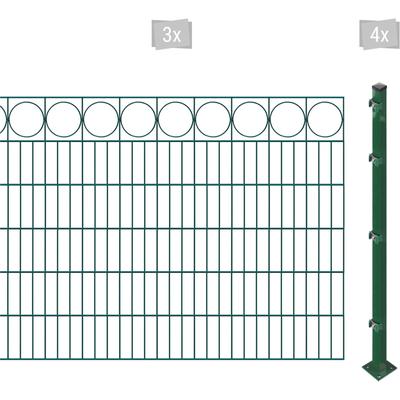 Doppelstabmattenzaun ARVOTEC "ESSENTIAL 120 zum Aufschrauben "Ring" mit Zierleiste", grün (dunkelgrün), H:120cm, Stahl, 