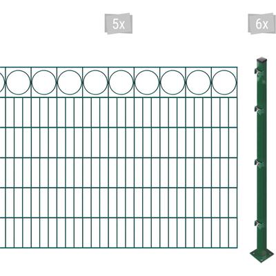 Doppelstabmattenzaun ARVOTEC "ESSENTIAL 120 zum Aufschrauben "Ring" mit Zierleiste", grün (dunkelgrün), H:120cm, Stahl, 