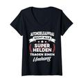 Damen Automobilkauffrau Automobilkaufmann Heldin Held Humor Fun T-Shirt mit V-Ausschnitt