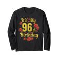 Funny It's My 96th Birthday Rose Flower 96 Year Old Birthday Langarmshirt
