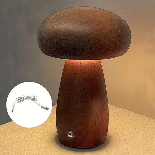 lampada a fungo lampada da tavolo ricaricabile a led luce notturna creativa luce notturna da comodino interruttore tattile atmosfera regalo luce