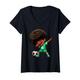 Damen Fußball Schwarz Kind Lustig Dabbing Afro Fußball Jungen Mädchen Kinder T-Shirt mit V-Ausschnitt