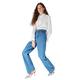 Trendyol Damen Jeans mit hoher Taille, weites Bein Hose, dunkelblau, 66