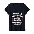 Damen Anwalt Anwältin Held Heldin Rechtsanwalt Rechtsanwältin Fun T-Shirt mit V-Ausschnitt