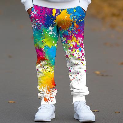 Boys 3D Tie Dye Pants Fall Winter Active Streetwear 3D Print Kids 3-12 Years Outdoor Sport Casual Regular Fit