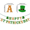 St Patricks Day Decorations Kit Felt Shamrock LUCKY Banner, Including Letter Banner, Swirls, Lucky Green Clover Cupcake Toppers, for St Patrick's Day Party Favors