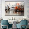 Large handmade Brooklyn Bridge Canvas painting hand painted Wall Art Abstract New York Cityscape Oil Painting on Canvas Modern Manhattan painting for Living Room bedroom artwok painting