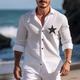 Stars Casual Men's Shirt Linen Shirt Outdoor Daily Vacation Spring Fall Lapel Long Sleeve Black, White, Pink S, M, L Polyester Shirt