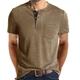 Men's Henley Shirt T shirt Short Sleeve Basic Henley Medium Spring Summer Black Khaki White