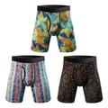 Multi Packs 3pcs Men's BlueBlackYellow Underwear Shorts Biker Shorts Elastic Waist Geometic Outdoor Daily Polyester All Seasons