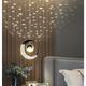 Pendant Light LED Moon Shape Projection Light Sky Star Bedroom Bedside Background Wall Chandelier