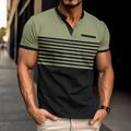 Men's Golf Shirt Golf Polo Work Casual V Neck Short Sleeve Basic Modern Stripes Pocket Spring Summer Regular Fit White Army Green Red Orange Gray Golf Shirt