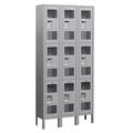 Salsbury Industries See-Through Metal Locker - Triple Tier - 3 Wide - Gray - 6ft H x 12in D