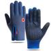 Winter Gloves Touch Screen Warm Gloves Windproof Cycling Driving Thermal Gloves Adjustable Full Finger Mittens(Blue) L