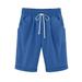 nerohusy Womens Cotton Linen Bermuda Shorts Linen Shorts for Women Casual Summer Comfy Lounge Beach Shorts Athletic Workout Running Shorts Blue XXXL