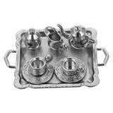 1 Set Doll House Metal Tableware Miniature Tea Kettle Tea Cup Saucers Milk Pitcher