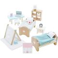Le Toy Van - SugarPlum Wooden Bedroom Set | Dolls House Accessories Play Set For Dolls Houses | Girls and Boys Doll House Furniture Sets - Suitable For Ages 3+ Daisylane Child Bedroom (ME061)