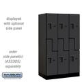 Salsbury 12 in. x 5 ft. x 21 in. 3 Wide Double Tier S Style Designer Wood Locker - Black