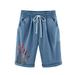 nerohusy Womens Drawstring Linen Bermuda Shorts Cotton Linen Shorts for Women Casual Summer Comfy Lounge Beach Shorts Athletic Workout Running Shorts Blue L