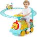 Kids Ride On Train with Track 6V Electric Toy with Lights and Sounds Retractable Footrest Under Seat Storage Christmas Theme Battery Powered Gift for Toddlers Boys Girls (Lion)