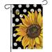 Summer Sunflower Gard Flag 12x18 Inch Double Sided Sunflower Bee with Polka Dots Black Small Yard Flags for Outdoor Seasonal ration for Spring Farmhouse Holiday Outside