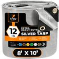 Heavy Duty Silver Poly Tarp 8 X 10 - Multipurpose Protective Cover - Durable Waterproof Weather Proof Rip and Tear Resistant - Extra Thick 12 Mil Polyethylene - by Xpose Safety
