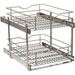 Simply Put 17.5-in W x 14.7-in H Metal 2-Tier Pull Out Cabinet Basket 17 Inch Frosted Nickel