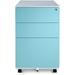 LLBIULife Mobile File Cabinet 3-Drawer Metal with Lock Key Sliding Drawer White/Aqua Blue Fully Assembled Ready to Use