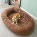 Human Dog Kennel Plush Round Pet Kennel Dog Bed Winter Warm Sponge Dog Pads Pet Supplies Pet Mattresses