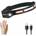 Powerful Rechargeable Headlamp Waterproof LED Head Torch Powerful LED Sensor Headlight COB XPE 5 Modes IPX4 Waterproof 500 Lumens Head Torch