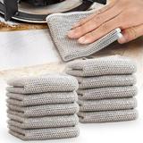 10 Pack Multi-Purpose Scratch-Free Wire Dish Cloths Woven Wire Cleaning Cloths Reusable Premium Metal Scrubbing Pads Ideal for Dishes Sinks Countertops Easy to Rinse Machine Washable