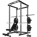 PC-410 Power Cage 1000LB Capacity and Packages with Optional Basic Power Rack Weight Bench Barbell Set with Olympic Barbell DIY LAT Pull Down Pulley System for Garage & Home Gym