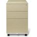 LLBIULife Mobile File Cabinet 3-Drawer Metal with Lock Key Sliding Drawer White/Aqua Blue Fully Assembled Ready to Use