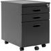 Metal Full Extension Locking 3-Drawer Mobile File Cabinet Assembled (Except Casters) for Legal or Letter Files with Supply Organizer Tray in Black