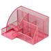 Mesh Desk Organizer Office with 7 Compartments Drawer/Desk Tidy Candy/Pen Holder/Multifunctional Organizer 22*14*13cm Rose red